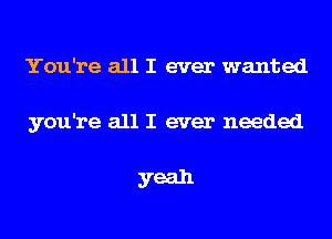 You're all I ever wanted
you're all I ever needed

yeah