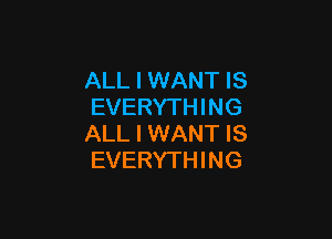 ALL I WANT IS
EVERYTHING

ALL I WANT IS
EVERYTHING