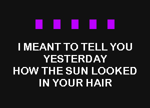 I MEANT TO TELL YOU
YESTERDAY

HOW THE SUN LOOKED
IN YOUR HAIR
