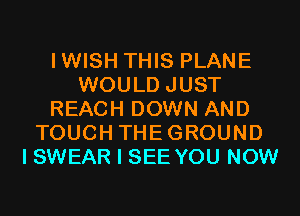 IWISH THIS PLANE
WOULD JUST
REACH DOWN AND
TOUCH THEGROUND
I SWEAR I SEE YOU NOW
