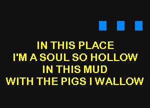 IN THIS PLACE

I'M A SOUL SO HOLLOW
IN THIS MUD
WITH THE PIGS l WALLOW