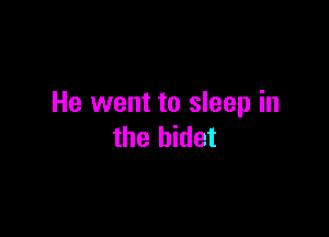 He went to sleep in

the bidet