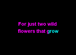 For just two wild

flowers that grow