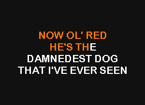 NOW OL' RED
HE'S THE

DAMNEDEST DOG
THAT I'VE EVER SEEN