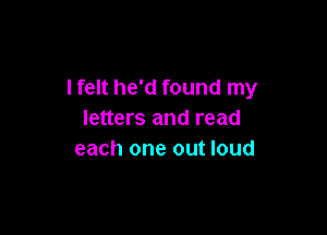 I felt he'd found my

letters and read
each one out loud