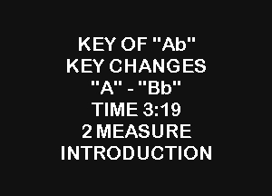 KEYOFAU'
KEYCHANGES
IIAII - IIBbII

NME3 9
2MEASURE
INTRODUCHON