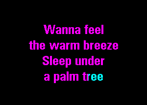 Wanna feel
the warm breeze

Sleep under
a palm tree
