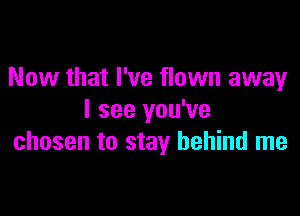 Now that I've flown away

I see you've
chosen to stay behind me