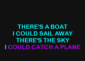 THERE'S A BOAT

ICOULD SAIL AWAY
TH ERE'S THE SKY