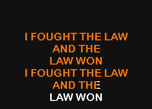 I FOUGHT THE LAW
ANDTHE

LAW WON

I FOUGHT THE LAW
AND THE
LAW WON