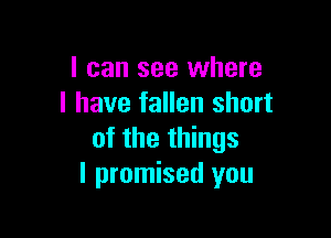 I can see where
l have fallen short

of the things
I promised you