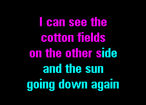 I can see the
cotton fields

on the other side
and the sun
going down again