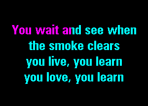 You wait and see when
the smoke clears

you live, you learn
you love, you learn