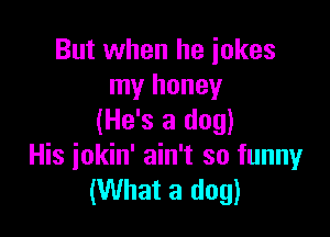 But when he jokes
my honey

(He's a dog)
His iokin' ain't so funny
(What a dog)