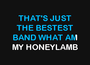 THAT'S JUST
THE BESTEST

BAND WHAT AM
MY HONEYLAMB