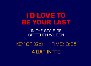 IN THE STYLE OF
GRETCHEN WILSON

KEY OF (Gbl TIME 385
4 BAR INTRO