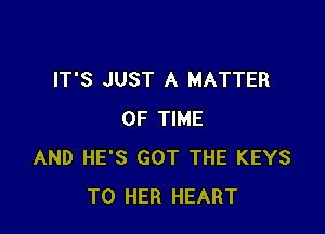 IT'S JUST A MATTER

OF TIME
AND HE'S GOT THE KEYS
T0 HER HEART