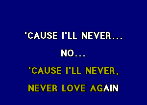 'CAUSE I'LL NEVER. . .

N0...
'CAUSE I'LL NEVER,
NEVER LOVE AGAIN