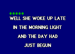 WELL SHE WOKE UP LATE

IN THE MORNING LIGHT
AND THE DAY HAD
JUST BEGUN