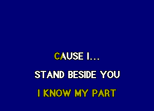 CAUSE l...
STAND BESIDE YOU
I KNOW MY PART
