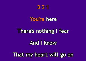 3 2 1
You're here

There's nothing I fear

And I know

That my heart will go on
