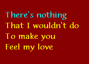 There's nothing
That I wouldn't do

To make you
Feel my love