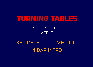 IN THE STYLE 0F
ADELE

KEY OF EEbJ TIME 41 4
4 BAR INTRO