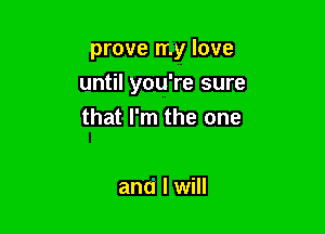 prove my love

until you're sure

that I'm the one

and I will