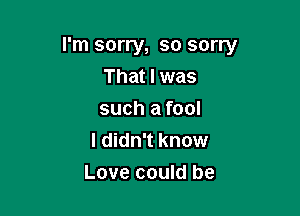 I'm sorry, so sorry

That I was
such a fool

I didn't know
Love could be