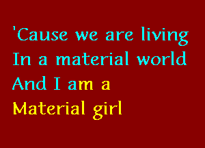 'Cause we are living
In a material world

And I am a
Material girl