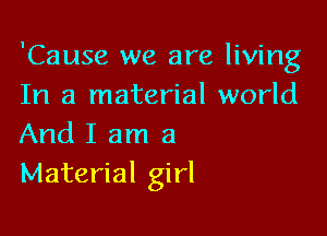'Cause we are living
In a material world

And I am a
Material girl