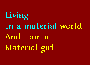 Living
In a material world

And I am a
Material girl