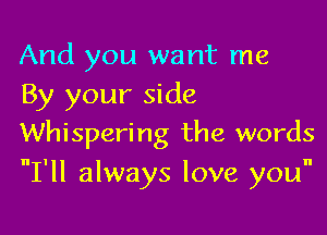 And you want me
By your side
Whispering the words

I'll always love you