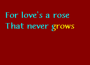 For love's a rose
That never grows