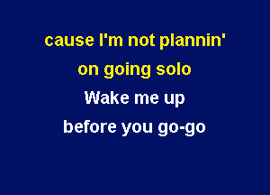 cause I'm not plannin'
on going solo
Wake me up

before you go-go
