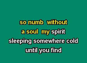 so numb without

a soul my spirit
sleeping somewhere cold
until you find