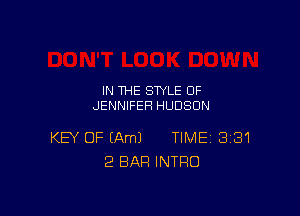 IN THE STYLE 0F
JENNIFERl HUDSON

KEY OF (Am) TIME 331
'2 BAR INTRO