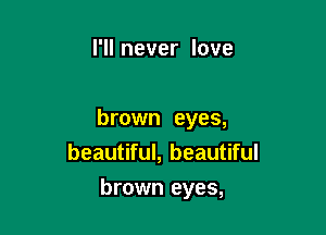 I'll never love

brown eyes,
beautiful, beautiful

brown eyes,