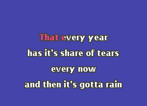 That every year
has it's share of tears

OVQYY now

and then it's gotta rain