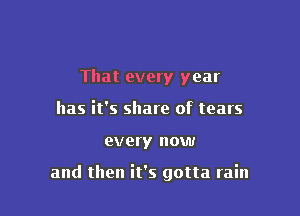 That every year
has it's share of tears

OVQYY now

and then it's gotta rain