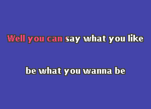 Well you can say what you like

be what you wanna be