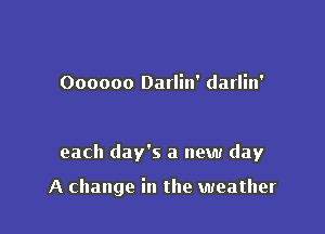Oooooo Darlin' darlin'

each day's a new day

A change in the weather