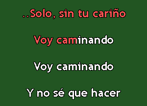 ..Solo, sin tu carifmo
Voy caminando

Voy caminando

Y no Q que hacer