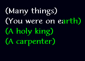 (Many things)
(You were on earth)

(A holy king)
(A carpenter)