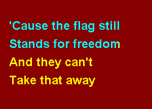 'Cause the flag still
Stands for freedom

And they can't
Take that away