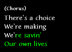 (Chorus)
There's a choice

We're making
We're savin'
Our own lives