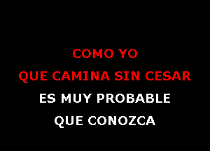 COMO Y0

QUE CAMINA SIN CESAR
ES MUY PROBABLE
QUE CONOZCA