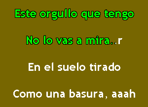 Este orgullo que tengo

No lo vas a mira..r
En el suelo tirado

Como una basura, aaah