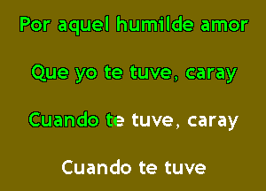 Por aquel humilde amor

Que yo te tuve, caray

Cuando te tuve, caray

Cuando te tuve