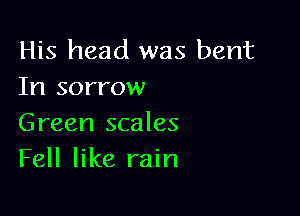 His head was bent
In sorrow

Green scales
Fell like rain